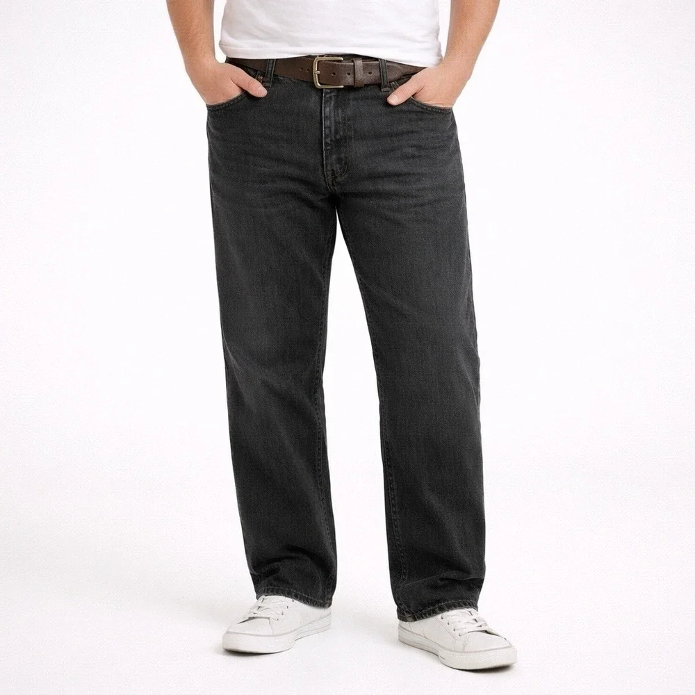 Lee Jeans‎ Black Denim Regular Fit 40x32 Men's Cotton Straight Leg Jeans